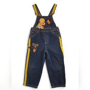 Vintage Y2K Bob the Builder Denim Overalls Size 5 Kids 100% Cotton